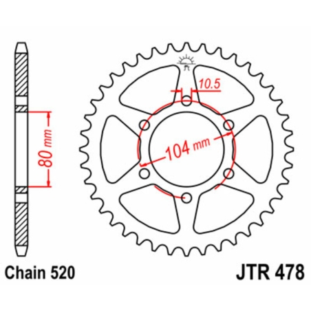 Corona JT SPROCKETS acero estándar 478 - 520 - motoscamaralweb.com