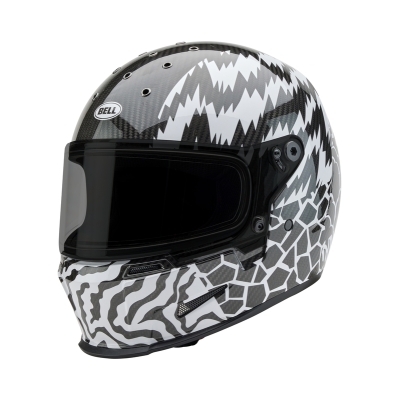Casco BELL Eliminator Carbon - Deathspray Gloss Black/White/Black - motoscamaralweb.com