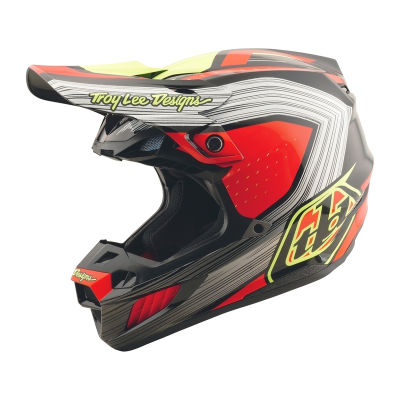 Casco TROY LEE DESIGNS SE5 Composite Stripes - Negro/Rojo neón - motoscamaralweb.com