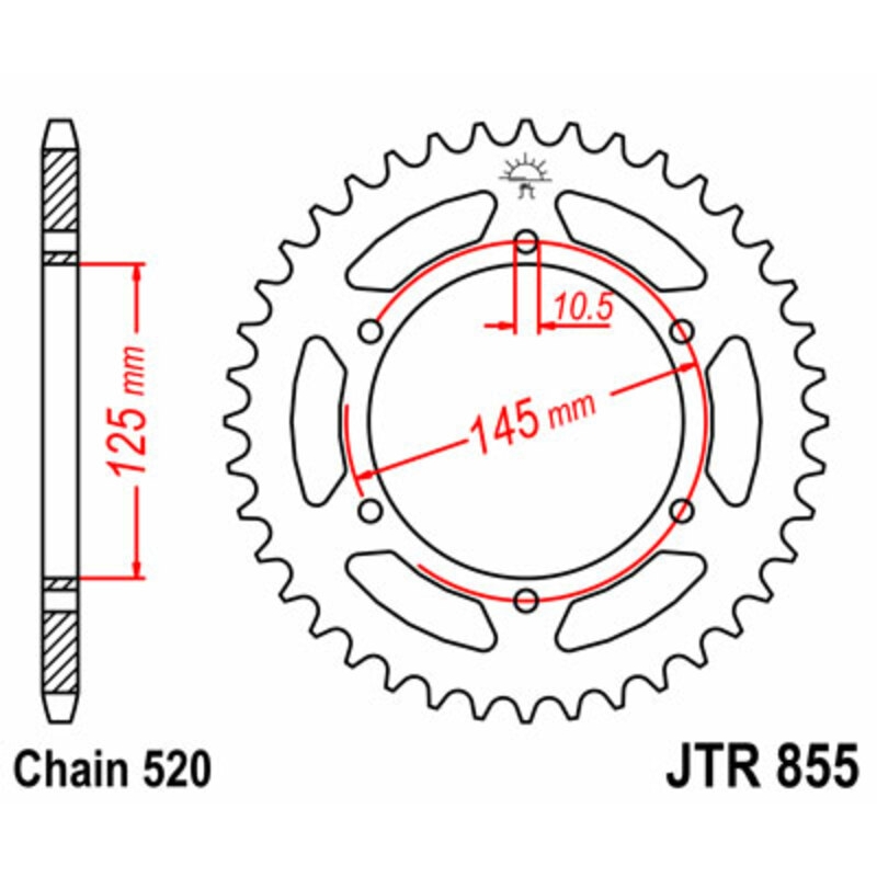 Corona JT SPROCKETS acero estándar 855 - Paso 520 - motoscamaralweb.com Corona JT SPROCKETS acero estándar 855 - Paso 520 - motoscamaralweb.com