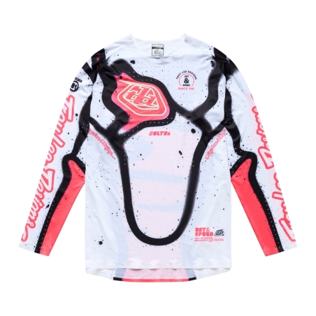 Camiseta TROY LEE DESIGNS SE Ultra Membrane - Blanco/Rojo neón - motoscamaralweb.com
