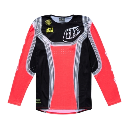 Camiseta TROY LEE DESIGNS SE Pro Stripes - Rojo neón/Negro - motoscamaralweb.com