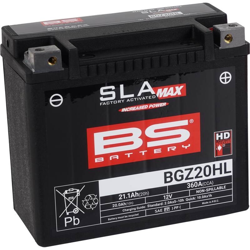 Batería BS BATTERY SLA Max sin mantenimiento activada en fábrica - BGZ20HL - motoscamaralweb.com