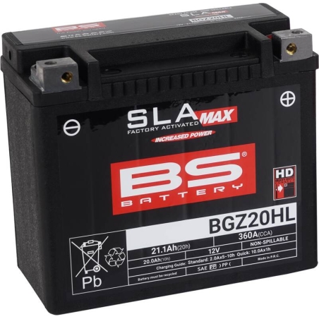 Batería BS BATTERY SLA Max sin mantenimiento activada en fábrica - BGZ20HL - motoscamaralweb.com