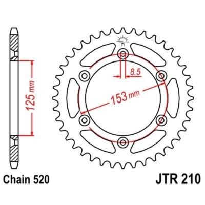 Corona JT 210 de acero con 38 dientes - motoscamaralweb.com