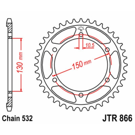 Corona JT 866 de acero con 38 dientes - motoscamaralweb.com