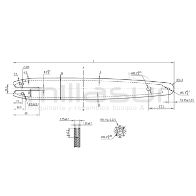 ESPADA ANOVA LAMINADA STIHL 12 - 1/4 - .043 1.1mm - 64E - SW-TE - motoscamaralweb.com