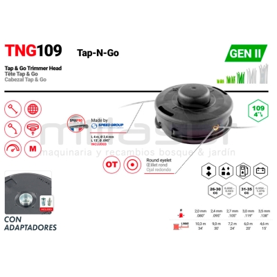 CABEZAL HOBBY TNG109 - 8 x 1.25 Izq/Macho. 10 x 1.25 Izq/Hembra - motoscamaralweb.com